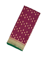 Magenta Handloom Banarasi Silk Saree With Green Border-BE1248