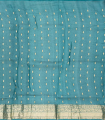 Steel Blue Handloom Banarasi Organza Tie & Dye Silk Saree With Floral Motifs-BE1286