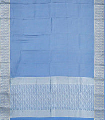 Steel Blue Mysore Crepe Silk Saree With Dotted Stripes