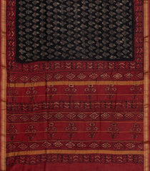 Black Printed Chanderi Cotton Saree With Zari Border-CC1530