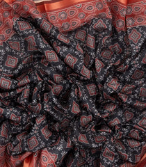 Dark Grey Woven Synthetic Chanderi Saree With Printed Floral Motifs-BL4310