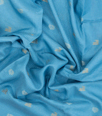 Sky Blue Woven Blended Viscose Saree With Checks & Buttas-BL5697