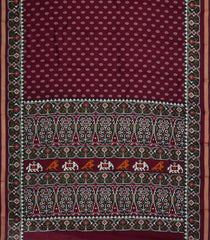 Crimson Printed Chanderi Cotton Saree With Zari Border-BL5498