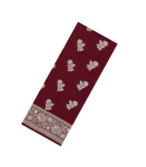 Brown Woven Dupion Silk Saree With Floral Buttas-DS0568