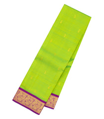 Neon Green Handloom Korvai Kanchipuram Silk Saree With Buttas-KA15887