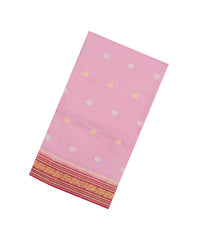 Baby Pink Woven Blended Viscose With Zari Checks & Buttas-BL5552