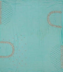 Turquoise Woven Blended Georgette Saree With Embroidered Floral Motifs-EN1856