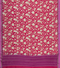 Magenta Printed Chanderi Cotton Saree With Floral Motifs-CC1739