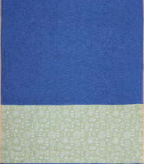 Blue Printed Synthetic Linen Saree With Contrast Pallu-SY0324