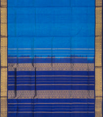 Blue Handloom Silk Cotton Saree With Contrast Zari Border-SC3675