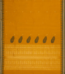 Mustard Handloom Kanchi Cotton Saree With Coin Buttas-KC1836