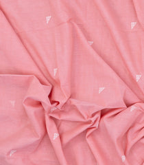 Peach Handloom Bengal Cotton Saree With Triangle Motifs-BG1631