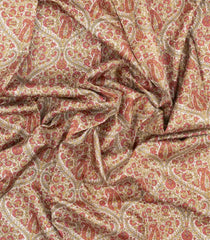 Off White Printed Silk Saree With Floral Motifs & Contrast Border-PS0802