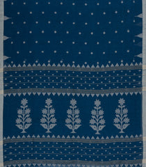 Navy Blue Woven Bengal Cotton Saree With Coin Motifs-BG1806