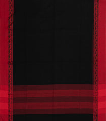 Black Woven Bengal Cotton Saree With Contrast Border-BG1737
