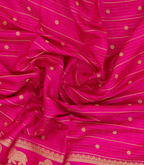 Hot Pink Printed Art Dola Silk Saree With Stripes & Printed Pallu-BL5761