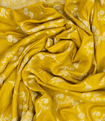 Yellow Woven Art Dola Viscose Saree With Floral Jaal Motifs-BL3984