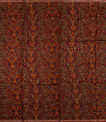 Dark Brown Printed Tussar Silk Saree With Floral Motifs In Border-TU3679