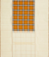 Mustard Handloom Korvai Kanchipuram Silk Saree With Silk Checks-KA15422