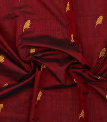 Crimson Handloom Silk Cotton Saree With Buttas & Zari Border-SC4648