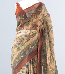 Grey Woven Art Chanderi Saree With Printed Floral Motifs-BL3944