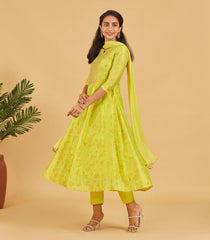 Yellow Green Kurta Set With Matching Dupatta