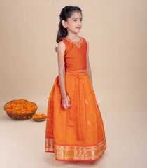 Two-Tone Yellow Ochre Festive Kids Pavadai Set-PM2093