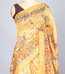 Beige Woven Art Chanderi Saree With Printed Musical Motifs-BL4520