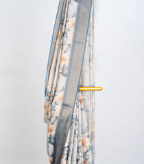 Grey Woven Art Linen Saree With Printed Floral Motifs-BL3757
