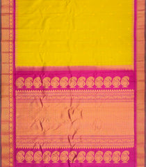 Mustard Handloom Gadwal Silk Saree With Buttas & Contrast Border-GA0161