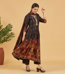 Festive Black Anarkali Set With Matching Dupatta