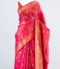Peach Woven Art Dola Tissue Saree With Floral Motifs-BL3988