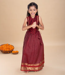 Maroon Festive Kids Pavadai Set-PM2095