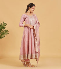 Dusty Pink Anarkali Set With Matching Dupatta