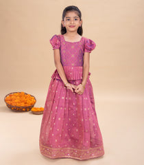 Two-Tone Lavender Festive Kids Pavadai Set-PM2100
