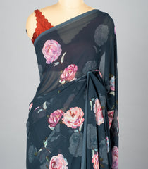 Lilac Woven Synthetic Georgette Saree With Printed Abstract Motifs-BL4225