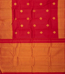 Red Handloom Kanchipuram Silk Saree With Floral Buttas-KA12349