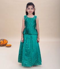 Teal Green Festive Kids Pavadai Set-PM2101