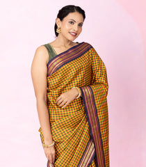 Multi Colour Handloom Korvai Kanchipuram Silk Saree With Checks-KA15848