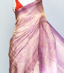 Lilac Woven Art Tussar Silk Saree With Printed Dancing Motifs-BL3880
