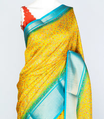 Mustard Synthetic Manipuri Silk Saree With Printed Floral Motifs-BL3899