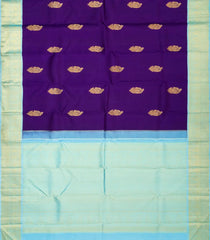 Dark Purple Handloom Korvai Kanchipuram Silk Saree With Meena Buttas-KA12263