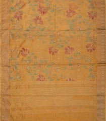 Beige Woven Banarasi Crushed Tissue Saree With Embroidery