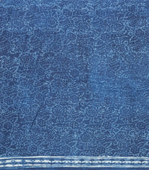 Indigo Printed Jaipur Cotton Saree With Floral Motifs-JC1820