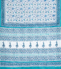 White Printed Jaipur Cotton Saree With Floral Motifs-JC1483