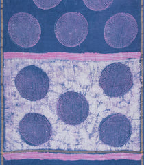 Steel Blue Printed Jaipur Cotton Saree With Abstract Motifs-JC1690