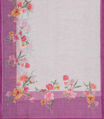 Lilac Printed Synthetic Linen Saree With Floral Motifs-SY0053