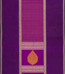 Magenta Handloom Muppagam Silk Cotton Saree With Checks-SC4352