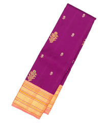Magenta Handloom Korvai Kanchipuram Silk Saree With Meena Floral Buttas -KA13112