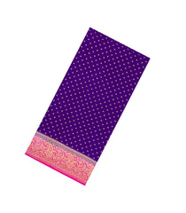 Purple Handloom Banarasi Khaddi Georgette Silk Saree With Contrast Border-BE1799